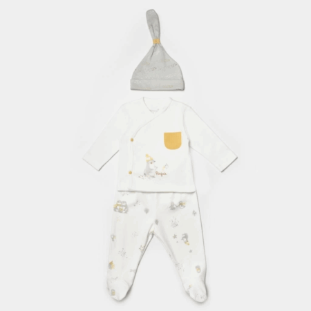 Çocuk Bibaby Biorganic Penguin Club 3'Lü Bebek Set 73336 Ekru Gri