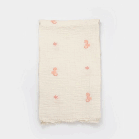 Bibaby Biorganic Save The Seahorse Müslin Jakarlı Bebek Battaniye 64697 Ekru Bej