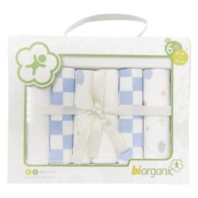 Çocuk Biorganik Desenli 6lı Penye Mendil 57759 Mavi