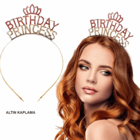 Birthday Princess Kristal Taç Altın Renk Şık Aksesuar