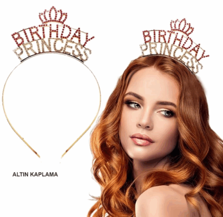 Birthday Princess Kristal Taç Altın Renk Şık Aksesuar