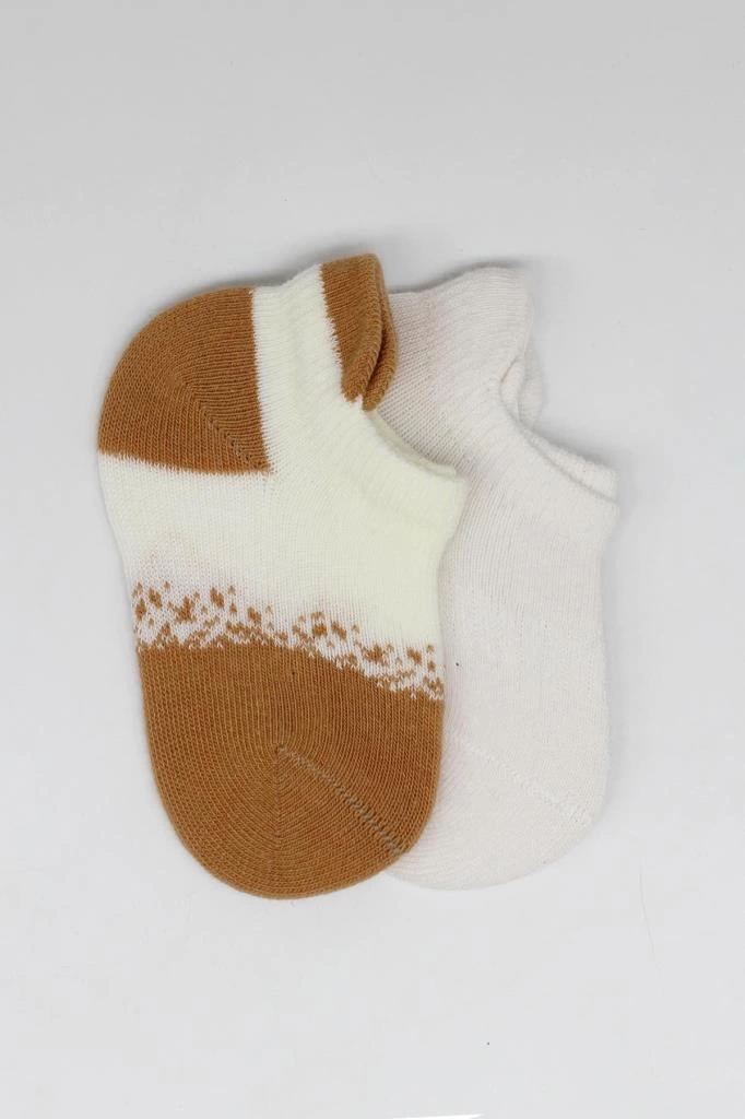 Eğitici Oyuncak Bistyle 2'Li Penye Sneakers Çorap BS20105 Ekru Hardal - Görsel 4