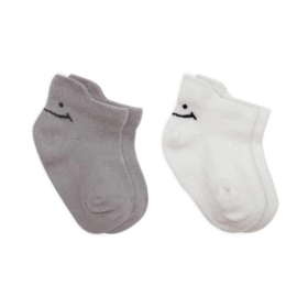 2'li Sneakers Smile Penye Çorap Gri Ekru Yumuşak Ve Rahat Günlük Çorap