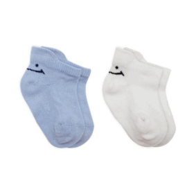 2'li Sneakers Smile Penye Çorap Mavi Ekru Günlük Kullanım İçin Esnek Çorap