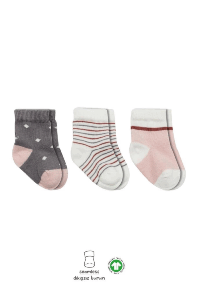 3'lü Penye Kız Soket Çorap Gri Günlük Kullanım İçin Yumuşak Ve Şık Seçenek