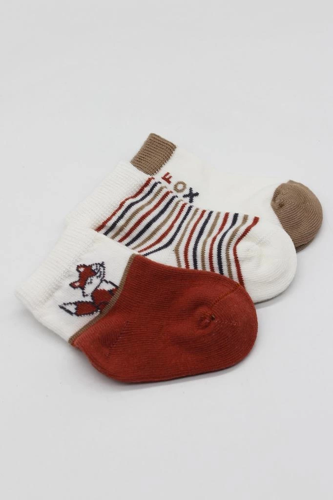 3'lü Penye Soket Çorap Kiremit Çocuklar İçin Konforlu Günlük Kullanım - Görsel 4