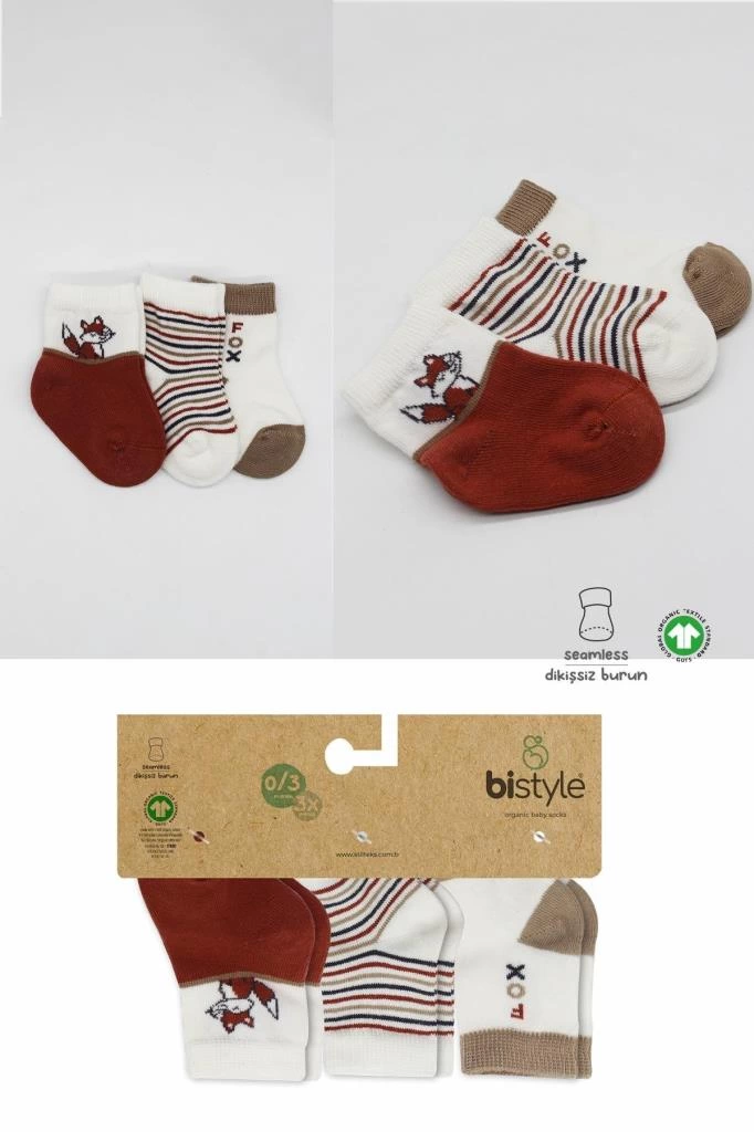3'lü Penye Soket Çorap Kiremit Çocuklar İçin Konforlu Günlük Kullanım - Görsel 5