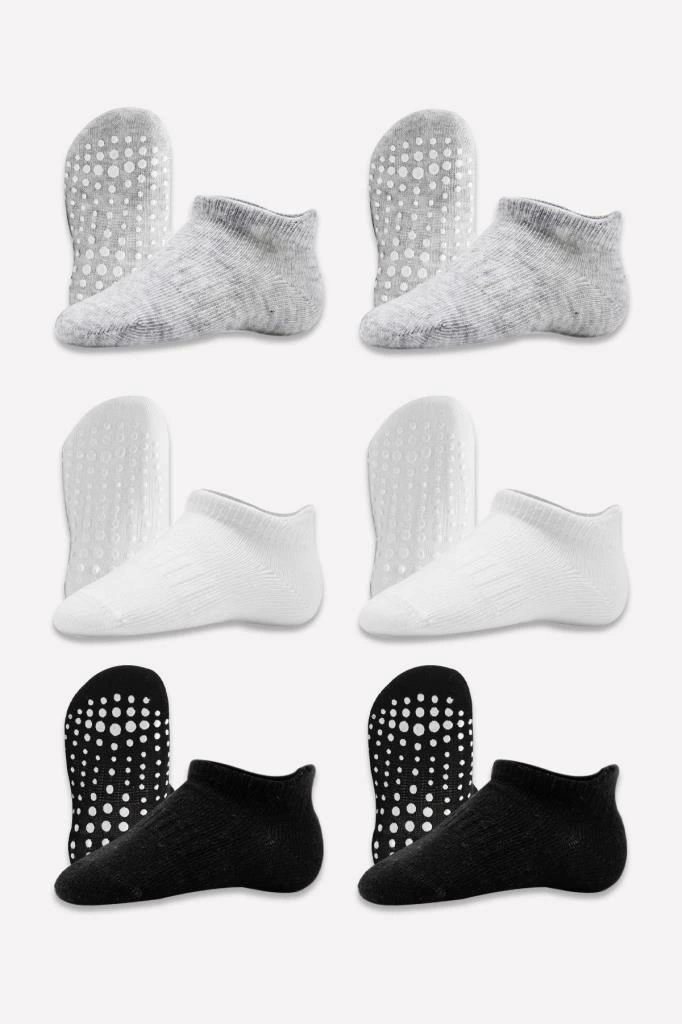Eğitici Oyuncak Bistyle 6'Lı Sneakers Kaymaz Penye Çorap BS20102 Gri Beyaz Siyah - Görsel 3
