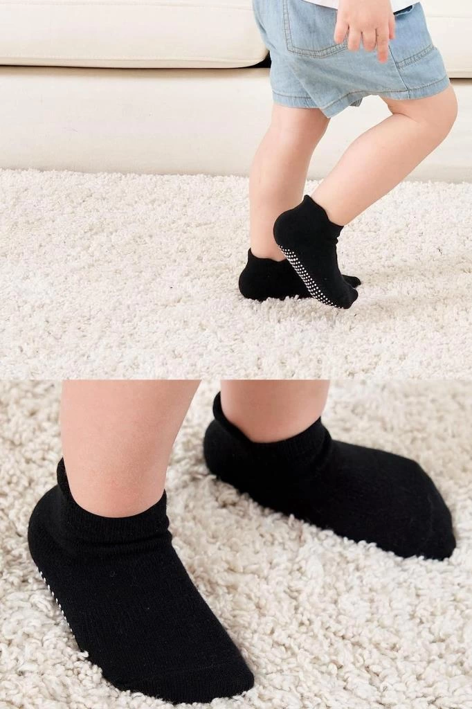 Eğitici Oyuncak Bistyle 6'Lı Sneakers Kaymaz Penye Çorap BS20102 Gri Beyaz Siyah - Görsel 5