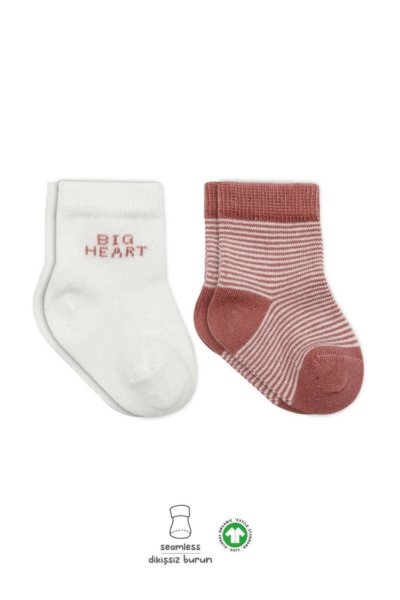 Big Heart Penye Soket Çorap 2’li Pudra, Konforlu ve Rahat Günlük Çorap