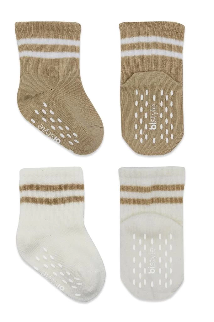 Bistyle Çemberli Kaymaz Soket Çorap 2'Li BS10125 Bej-Ekru - Görsel 2