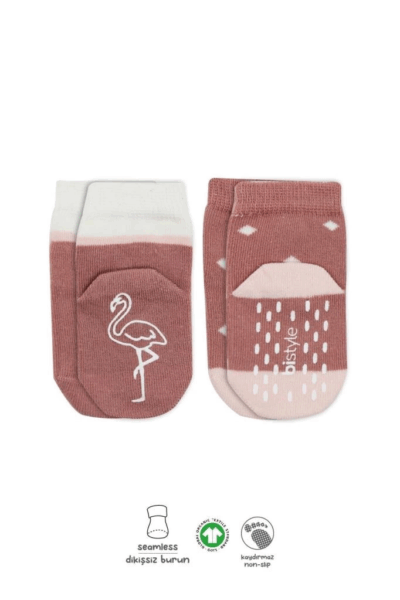 Çocuk Bistyle Hayvan Figür Kaymaz Kız Soket Çorap 2'Li BS10120 Pudra