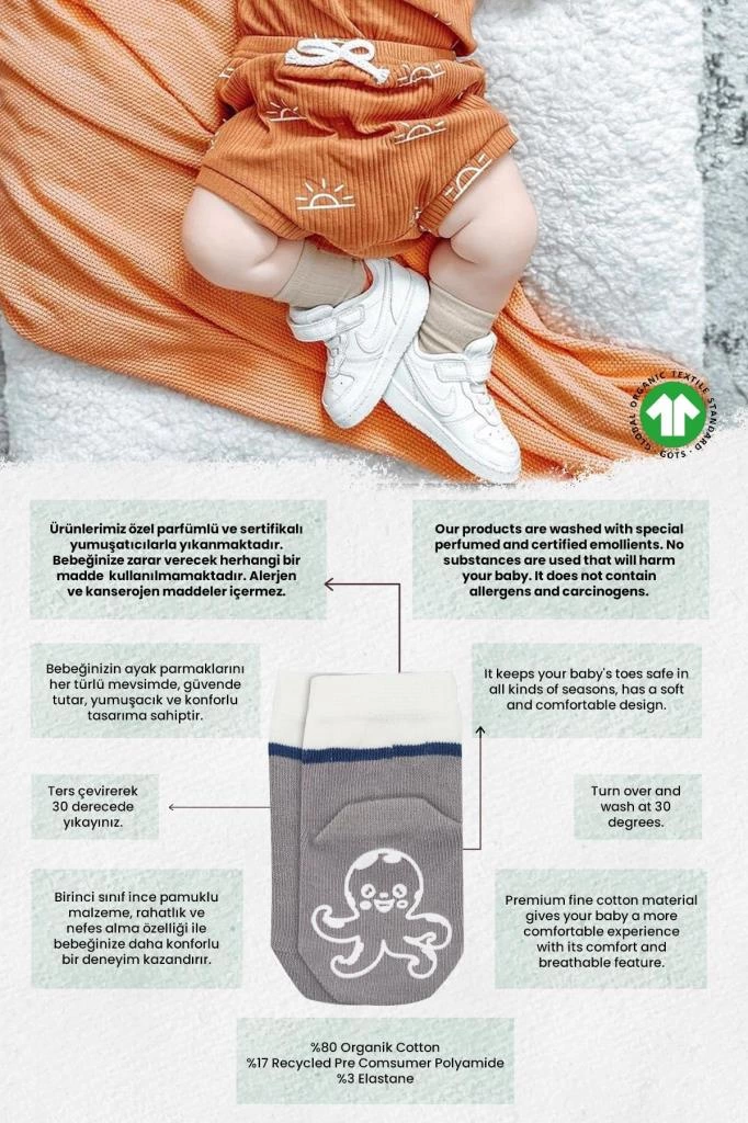 Bistyle Hayvan Figürlü Kaymaz Erkek Soket Çorap 2'Li BS10119 İndigo - Görsel 5