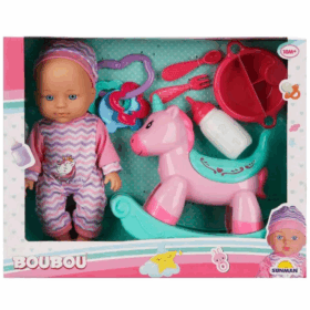 Boubou Bebek ve Sallanan Atı Oyun Seti 30 cm -Sunman