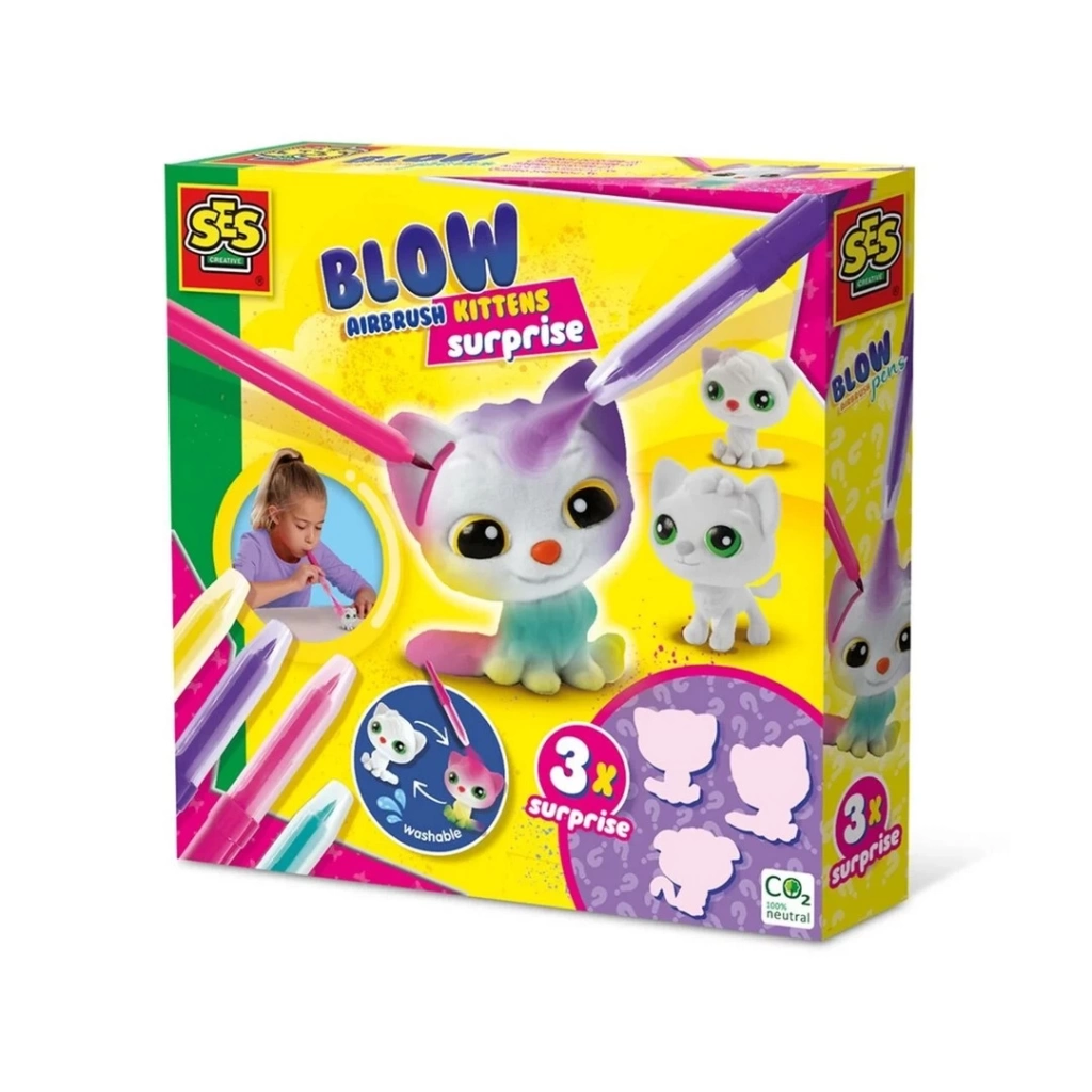 Eğitici Çocuk Boya Üfleme Kalemi 3x Kedicik Sürprizi - Görsel 4