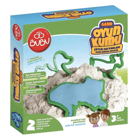 Çocuk Bu-Bu Games Oyun Kumu ve Çiftlik Hayvan Kalıplı Set 500 gr