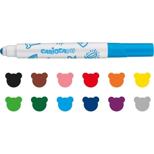 Çocuk Carioca Jumbo Bebek Süper Yıkanabilir Keçeli Boya Kalemi 12'Li - Görsel 2