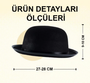 Eğitici Çocuk Charlie Chaplin Stil Çocuk Şapkası – Siyah Melon Parti Şapkası