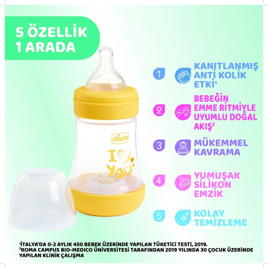 Chicco Perfect 5 Antikolik Biberon PP 150 ml Girl - Görsel 4