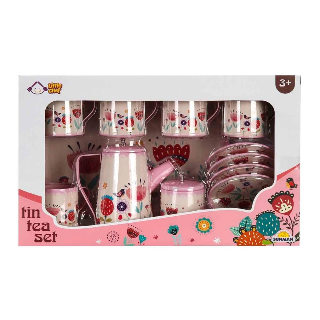 Eğitici Oyuncak Çiçek Desenli Metal Çay Seti 12 Parça - Görsel 2