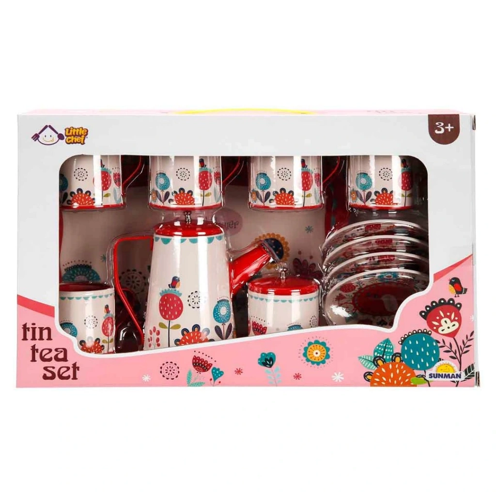 Eğitici Oyuncak Çiçek Desenli Metal Çay Seti 12 Parça - Görsel 3