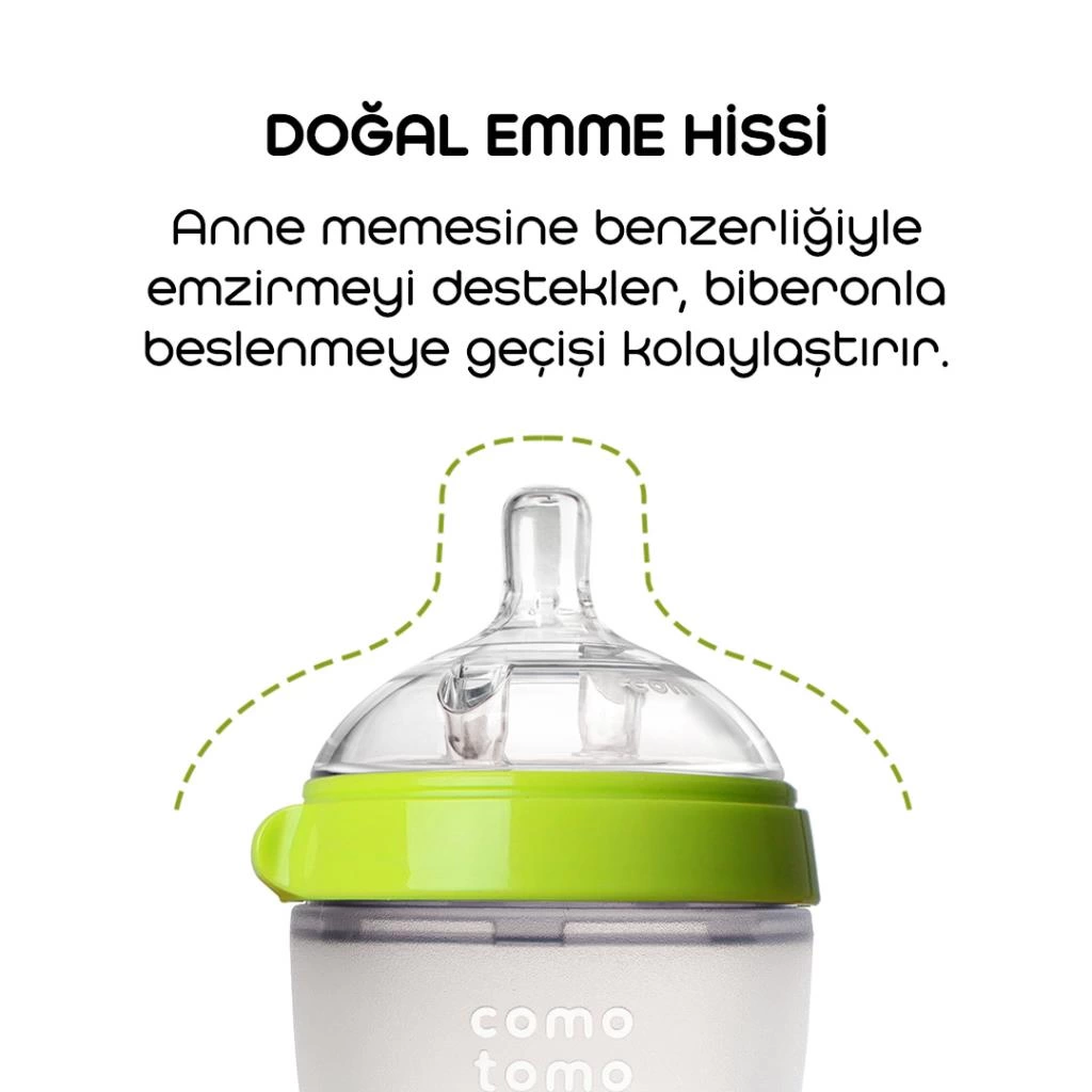 Anne Bebek Yeşil Silikon Antikolik Biberon 150 ml 0-3 Ay Anne Göğsü Hissi - Görsel 2