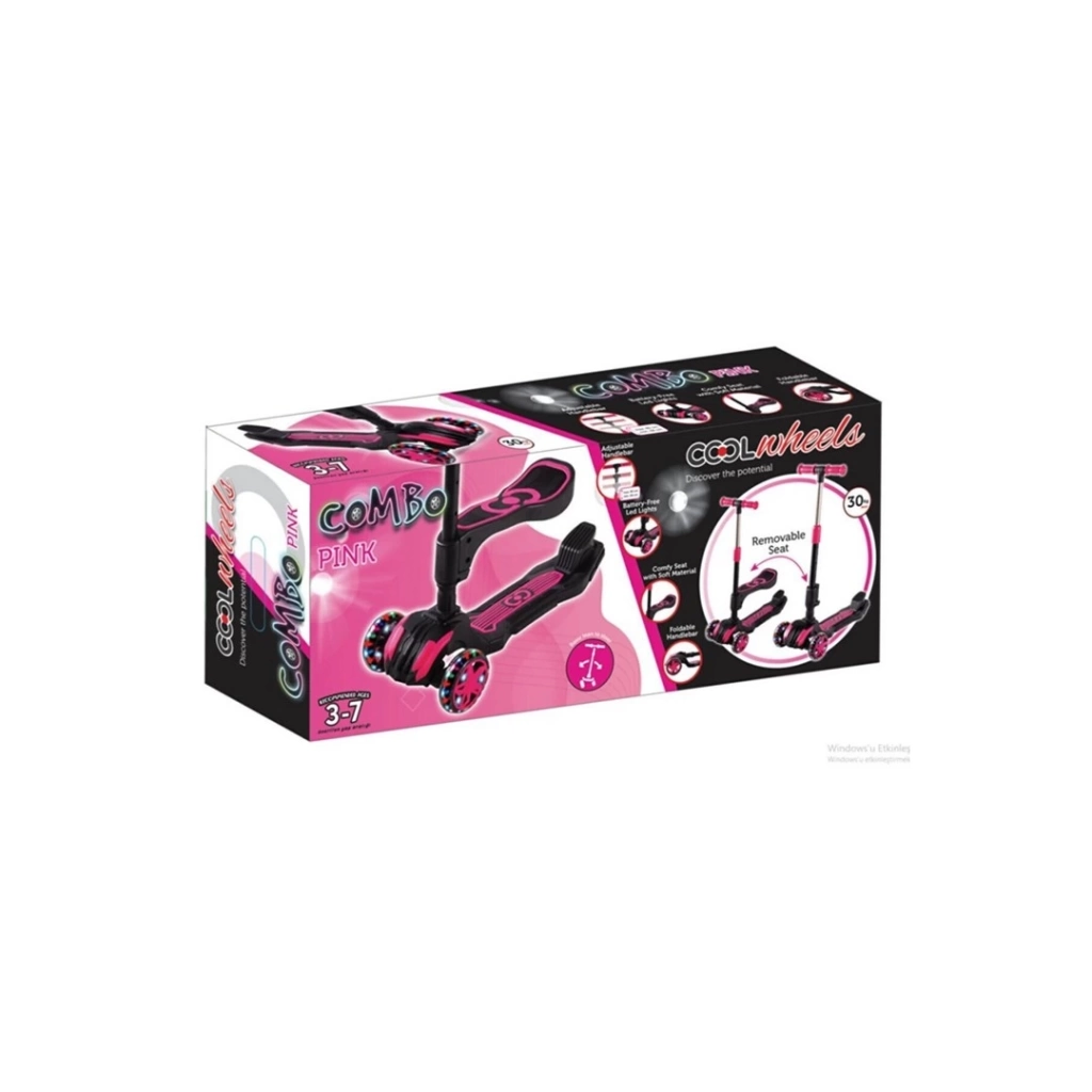 Combo Oturaklı Scooter Pembe Katlanabilir ve Konforlu - Görsel 3