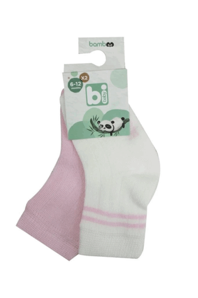 Çocuk Derby Bamboo 2'Li Çorap 68386 Ekru Pembe