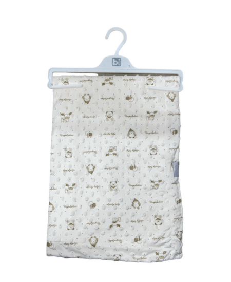 Desenli Büyük Boy Scoop 90x108 Bebek Battaniye 64614 Ekru