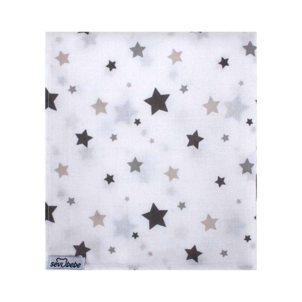 Desenli Müslin Bebe Battaniye 120x100 ART-319 Yıldız Yağmuru Gri - Görsel 4
