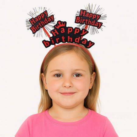 Eğitici Oyuncak Doğum Günü Kutlaması İçin Kırmızı Taç – Işıltılı Yazılı Parti Tacı