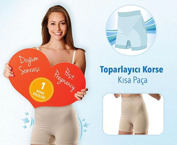 Çocuk Doğum Sonrası Toparlayıcı Korse Kısa Paça Ekru - Görsel 2