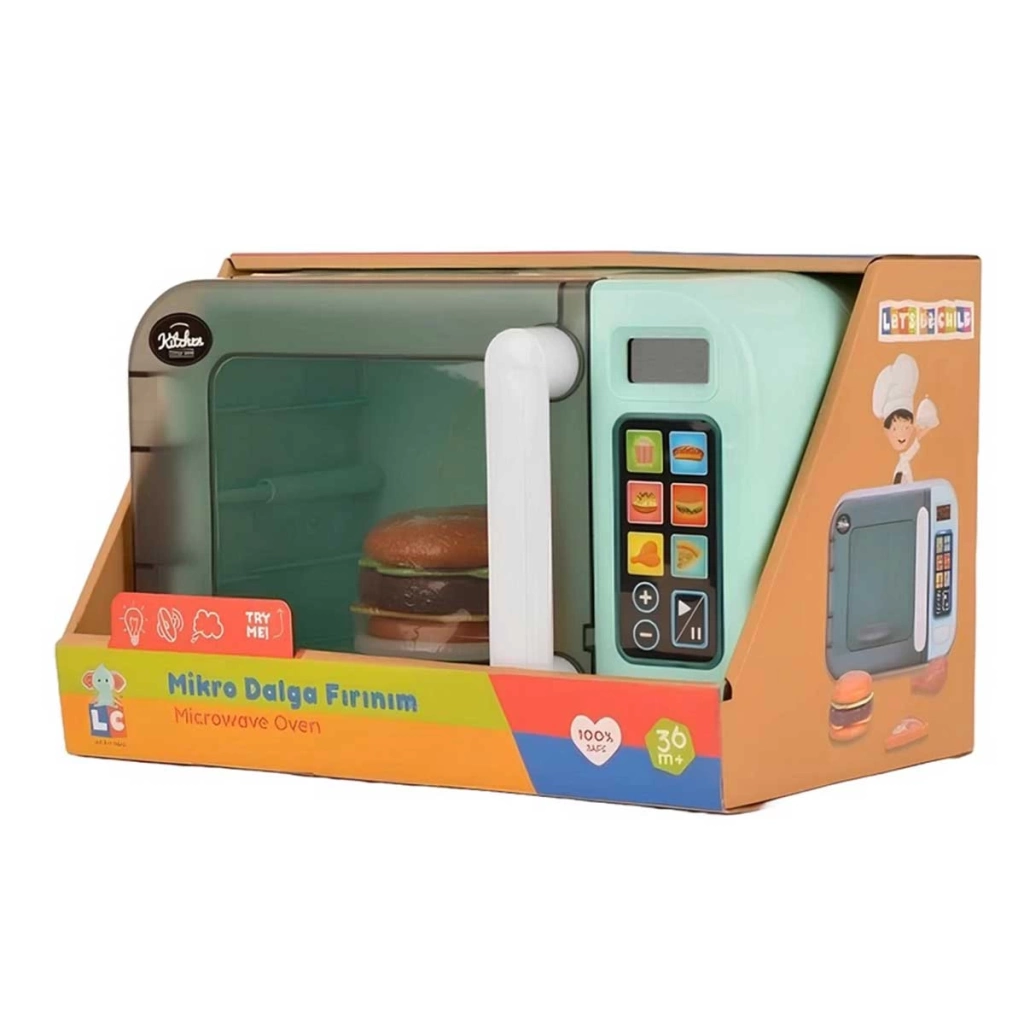 Çocuk Dokunmatik Ekranlı Işıklı ve Sesli Oyuncak Mikrodalga Fırın - Görsel 4