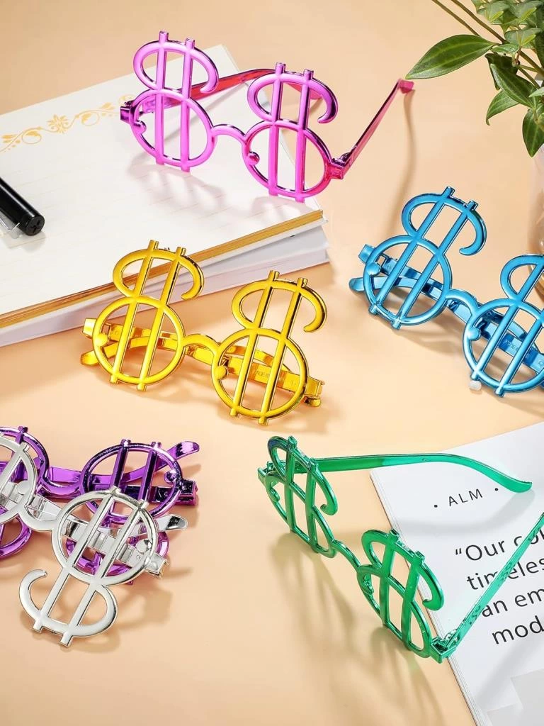 Dolar Şekilli Metalize Parti Gözlüğü 6 Adet Çocuk ve Yetişkin İçin Eğlenceli Aksesuar - Görsel 3