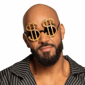 Çocuk   Dolar Temalı Altın Renk Parti Gözlüğü 12x7 cm