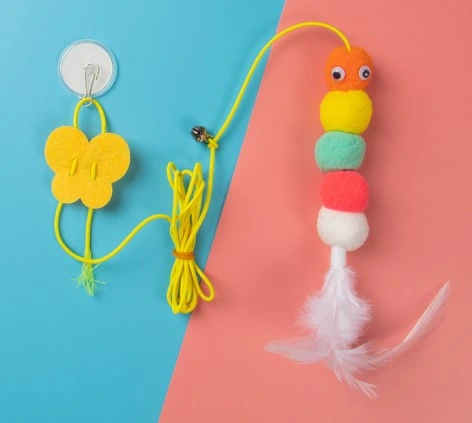 Eğitici Oyuncak Elastik Kendinden Yapışkanlı Solucan Kedi Oltası - Görsel 4