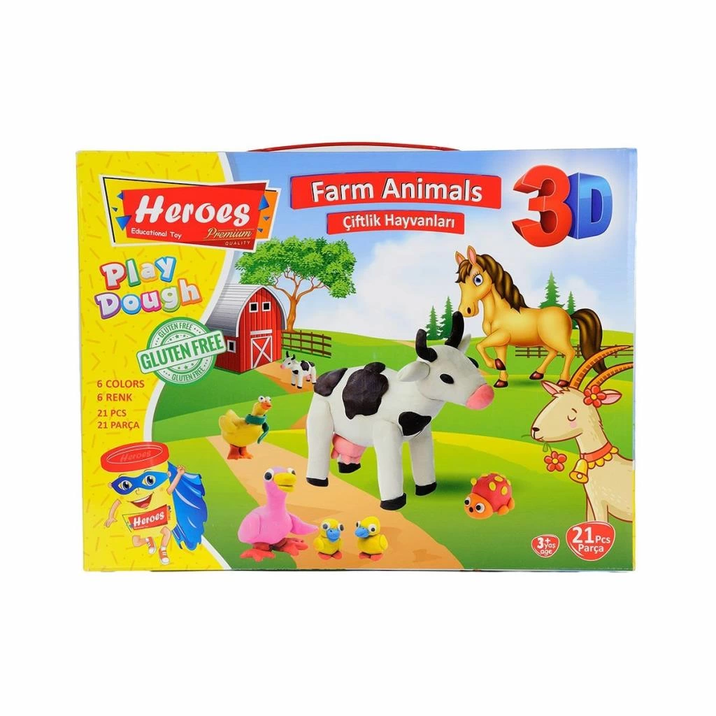 ERN-570 Heroes 3D Çiftlik Hayvanları Oyun Hamuru Seti - Eren Eğitici Oyuncak - Görsel 2