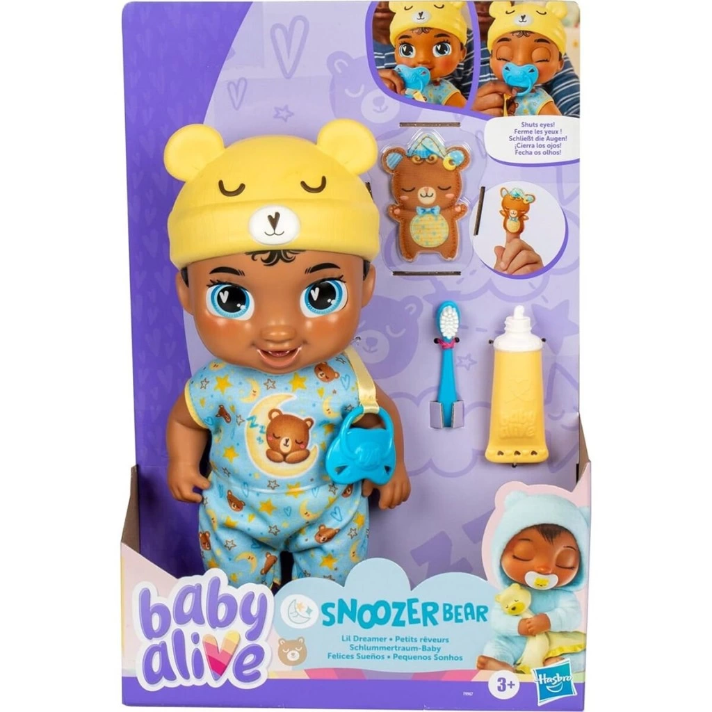 Eğitici Oyuncak F9967 Baby Alive Lil Dreamer Snoozer Bear Uykucu Bebek +3 yaş - Görsel 4