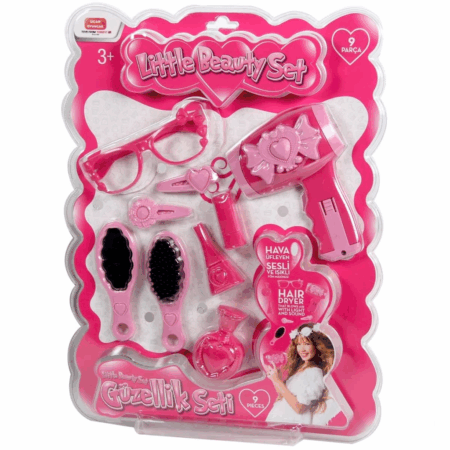 Çocuk Fön Makineli Kartela Güzellik Seti 9 Parça
