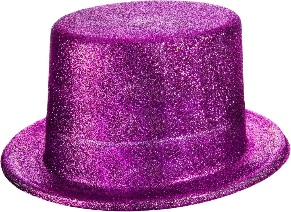 Fuşya Pembe Parıltılı Simli Fötr Silindir Şapka Çocuk ve Yetişkin İçin Parti Aksesuarı - Görsel 2