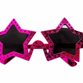 Çocuk   Fuşya Renk Yıldız Şekil Parti Gözlüğü Retro 16X7 cm