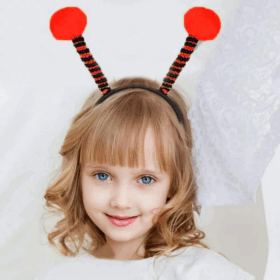 Çocuk   Gösteriler İçin Kırmızı Ponponlu Mega Uğur Böceği Taç 25x11 cm