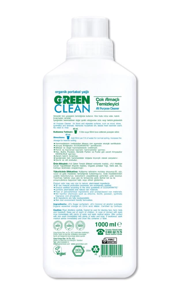 Çocuk Green Clean Bitkisel Çok Amaçlı Temizleyici 1000 ml - Görsel 2