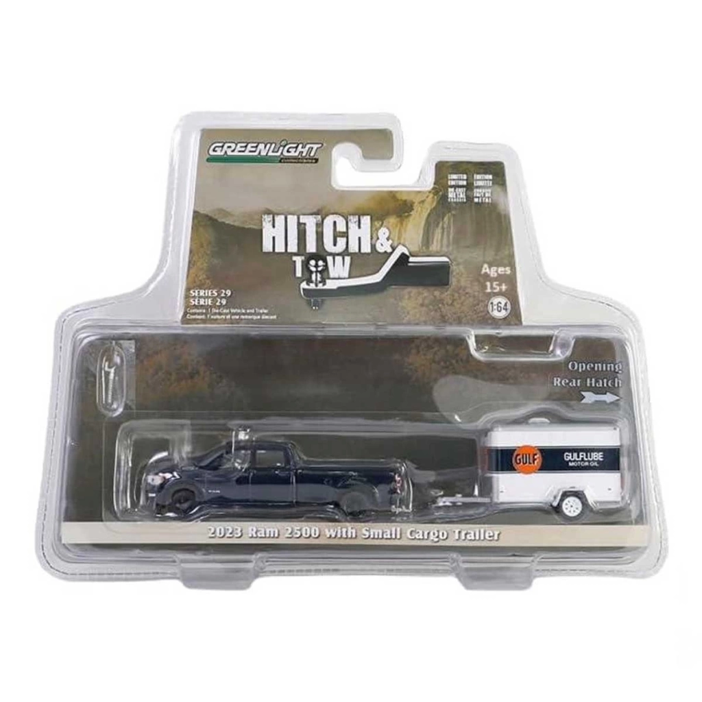 Çocuk Greenlight 1/64 2023 Ram 2500 With Small Cargo Trailer Model Araba - Görsel 2