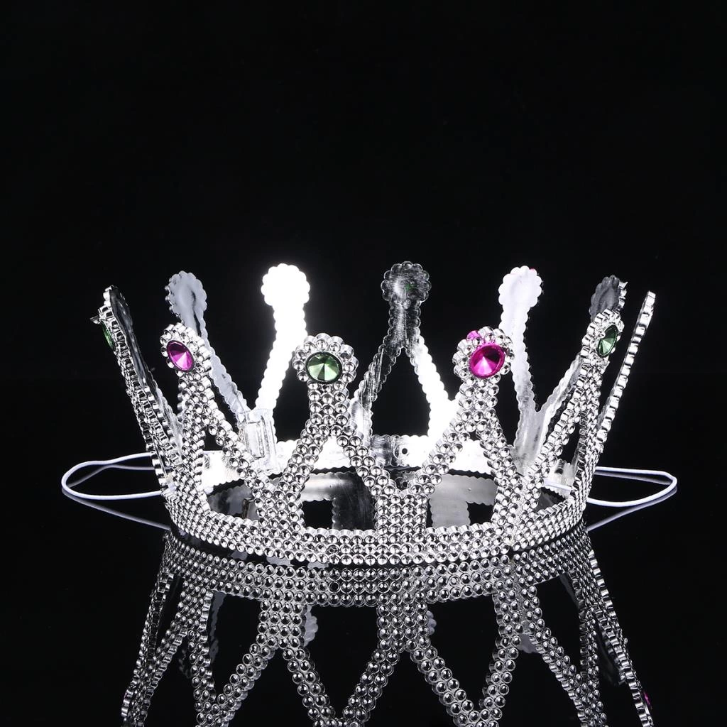 Çocuk Gümüş Renk Çocuk ve Yetişkin Uyumlu Kraliçe Tacı Prenses Tacı 8X25 cm - Görsel 3