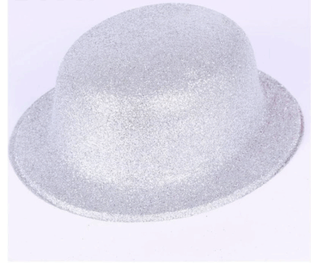 Çocuk Gümüş Renk Yuvarlak Simli Plastik Parti Şapkası