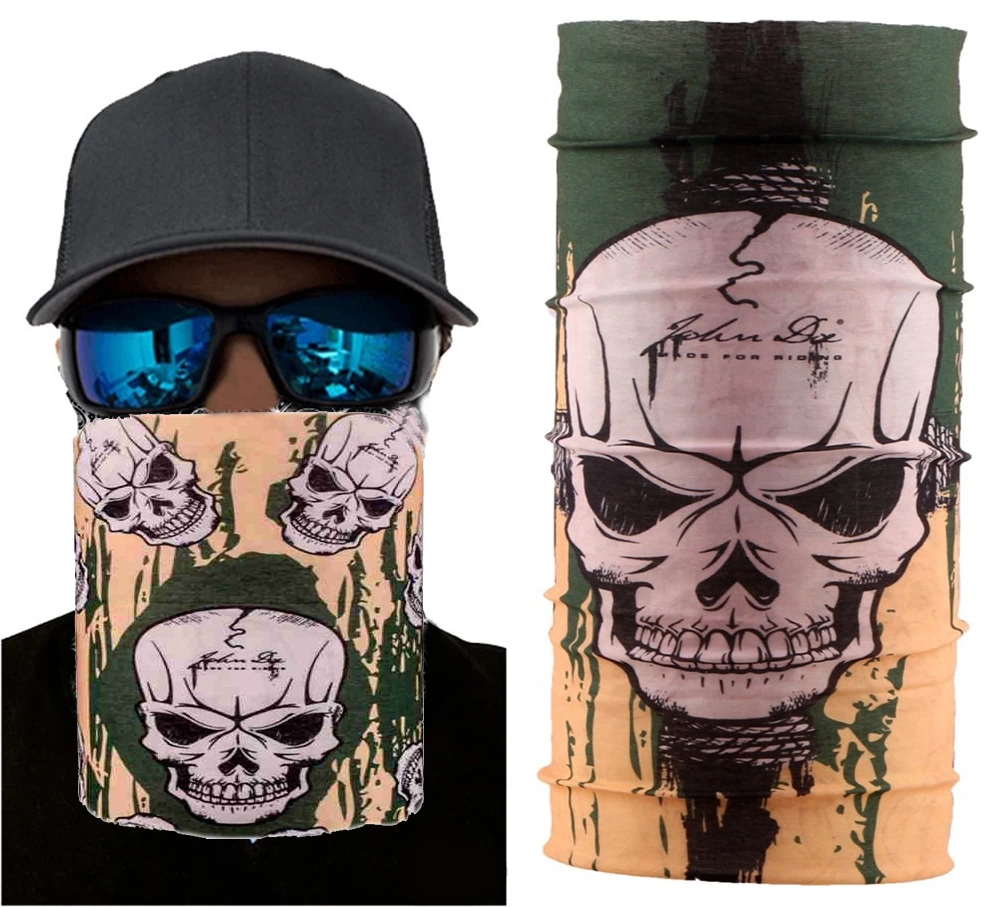 Çocuk Haki Yeşil Renk Üzeri Likralı Kuru Kafa Kafatası Baskılı Baf Buff Bandana 25x48 cm - Görsel 2