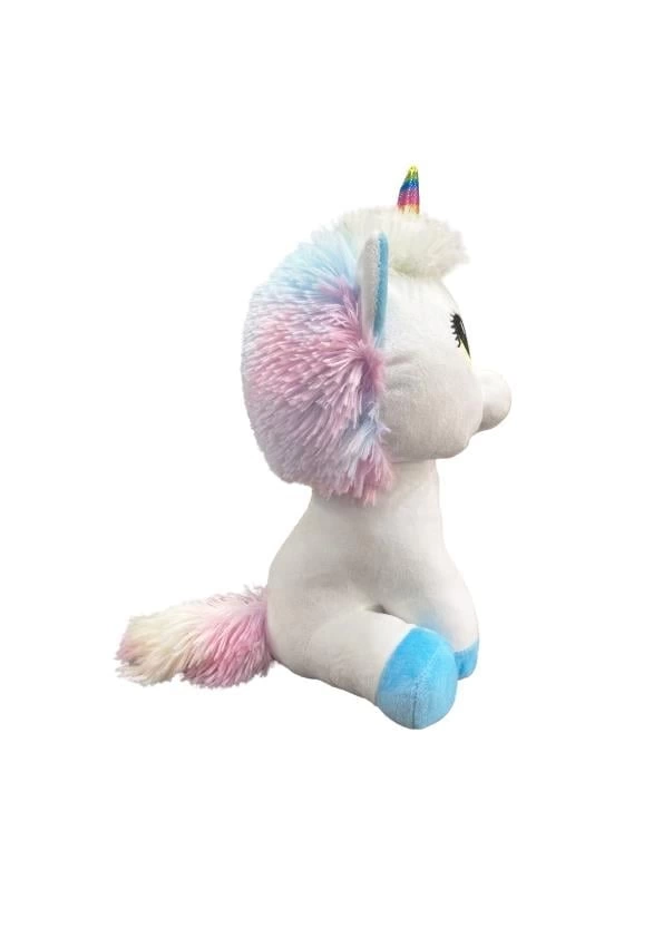 Eğitici Oyuncak Halley Pembe Mavi Patili Unicorn 35 Cm PL62218 - Görsel 2