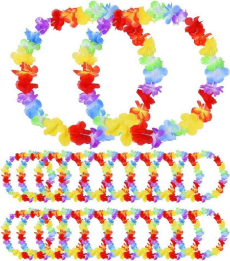 Hawaii Çiçekli Boyun Kolyesi Renkli Tropikal Parti Leisi 12 Adet