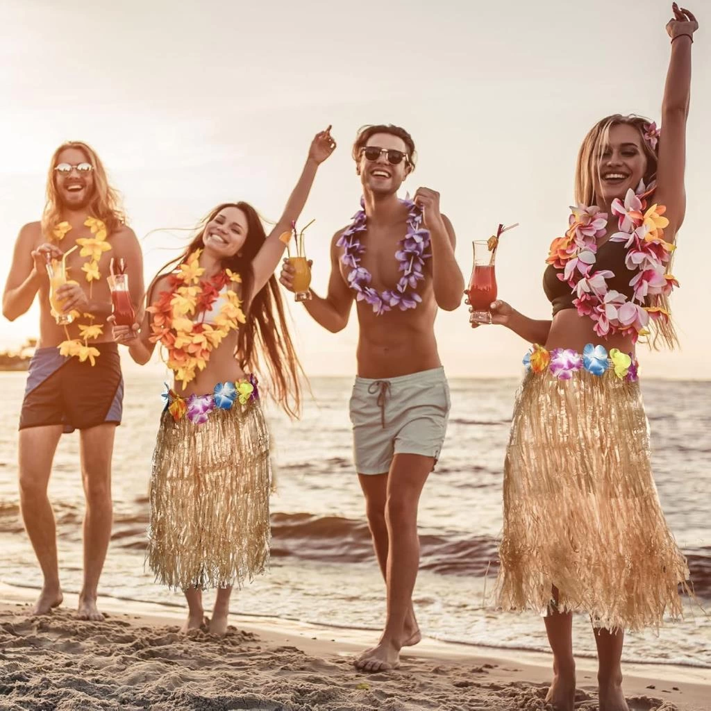 Hawaii Tarzı Hula Eteği Hasır Naturel Etek 60 cm Tropikal Parti Giyimi - Görsel 4